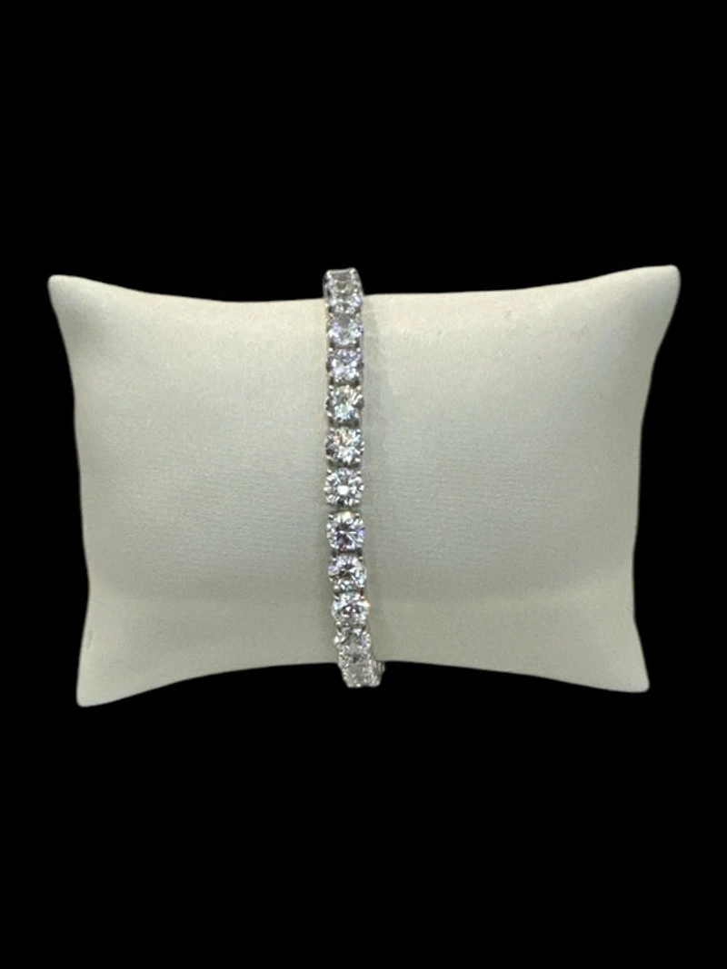 925 Sterling Silver 5MM Cubic Zirconia Tennis Link Bracelet - 8 Inches