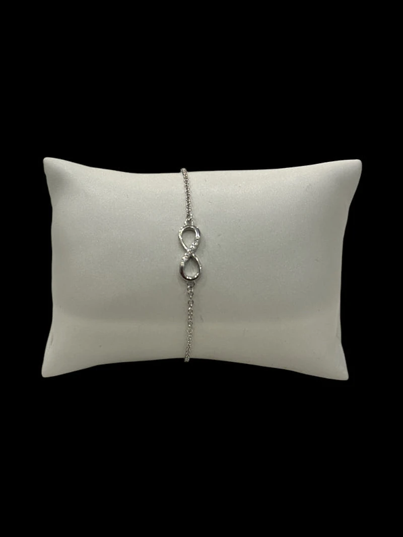 925 Sterling Silver Cubic Zirconia Infinity Link Bracelet - 6.5-8.5 Inches