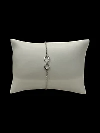 925 Sterling Silver Cubic Zirconia Infinity Link Bracelet  -  6.5-8.5 Inches