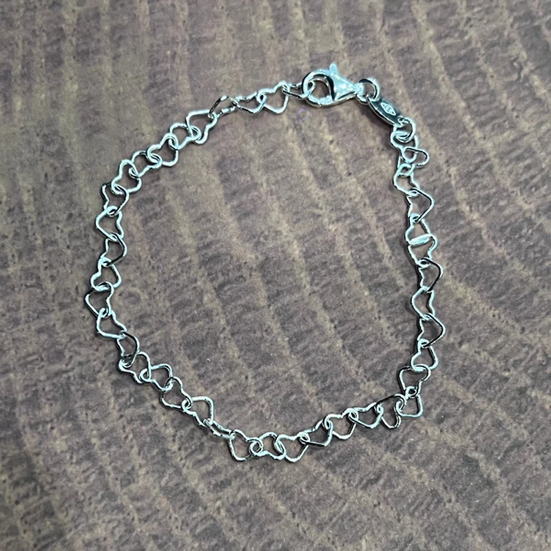 925 Sterling Silver 4.0mm Heart Link Bracelet - 7.0 Inches