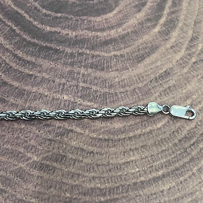 925 Sterling Silver 5.0mm Rope Link Bracelet  -  8.0 Inches