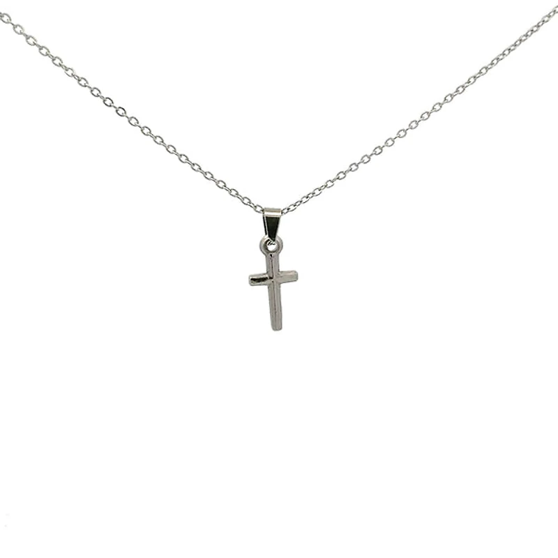 Stainless Steel 18x9mm Cross Pendant - 18"