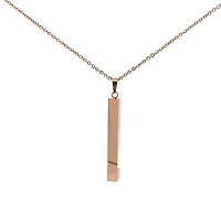 Stainless Steel Rose Gold Plated 39X5mm Engravable Bar Pendant - 18"