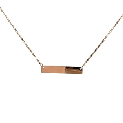 Stainless Steel Rose Gold Plated 7x35mm Engravable Bar Pendant - 18"