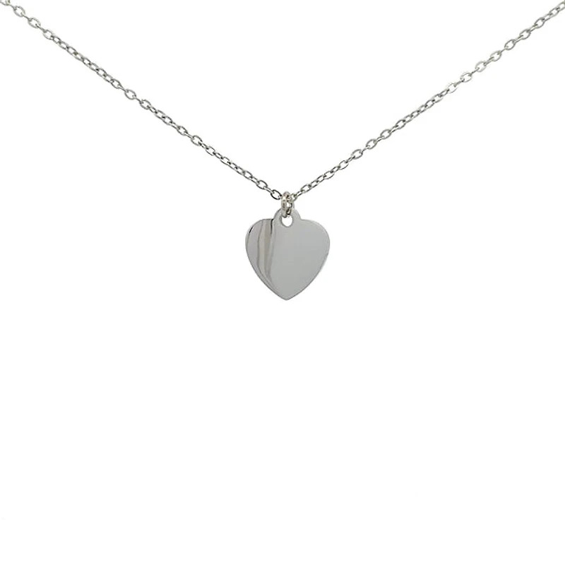Stainless Steel 18X16mm Engravable Heart Pendant - 18"
