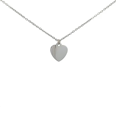 Stainless Steel 18X16mm Engravable Heart Pendant - 18"