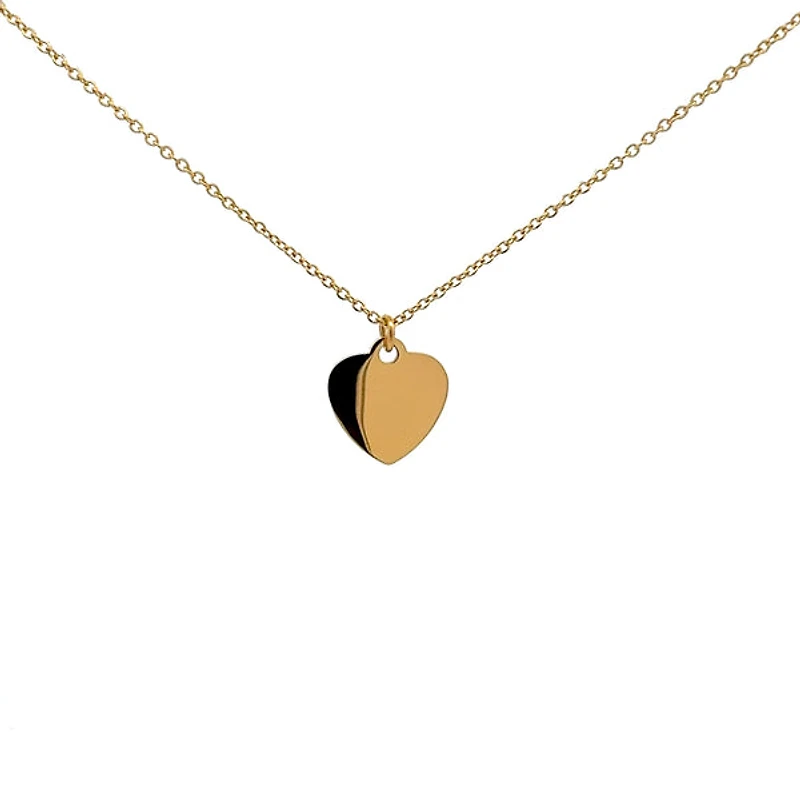 Stainless Steel Gold Plated 18X16mm Engravable Heart Pendant - 18"