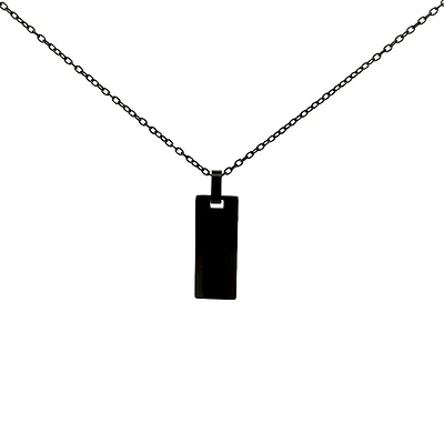 Stainless Steel Black Plated 25x10mm Engravable Dog Tag Pendant - 18"