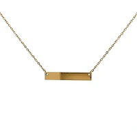 Stainless Steel Yellow Gold Plated 7x35mm Engravable Bar Pendant - 18"