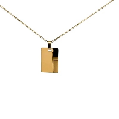 Stainless Steel Gold Plated 22x20mm Engravable Dog Tag Pendant - 18"