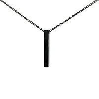 Stainless Steel Black Plated 39X5mm Engravable Bar Pendant - 18"