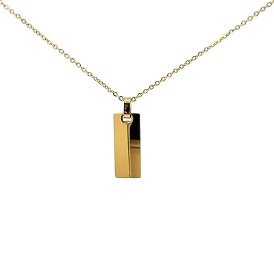 Stainless Steel Gold Plated 25x10mm Engravable Dog Tag Pendant - 18"