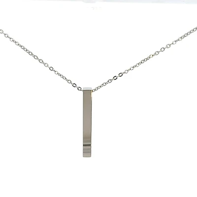 Stainless Steel 39X5mm Engravable Bar Pendant - 18"