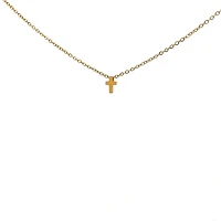 Stainless Steel Gold Plated 8.5X6mm Cross Pendant - 18"