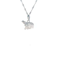 14K White  Gold 0.27cttw Diamond Mother and Cub Necklace with Singapore Chain (Spring Clasp) - Adjustable 16 & 18 Inches