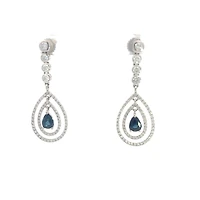 14K White Gold Sapphire and Diamond Earring