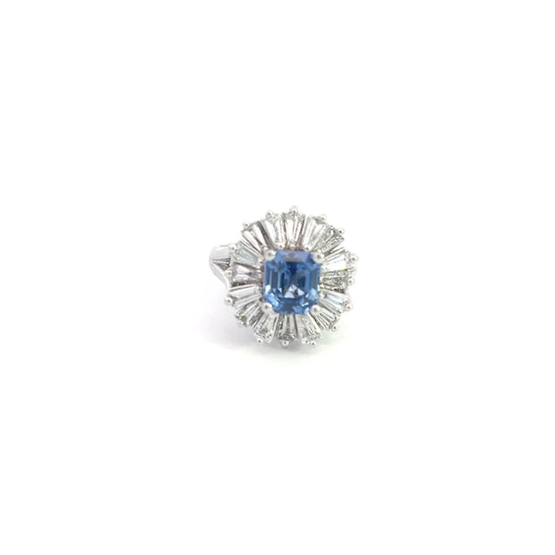 14K White Gold Sapphire & Diamond Ring