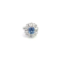 14K White Gold Sapphire & Diamond Ring