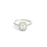 14K White Gold 1.05cttw Emerald Cut Diamond Engagement Ring