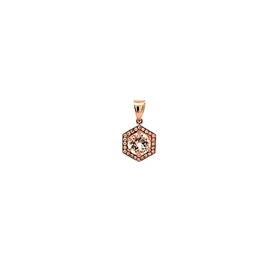 14K Rose Gold Morganite and Diamond Pendant