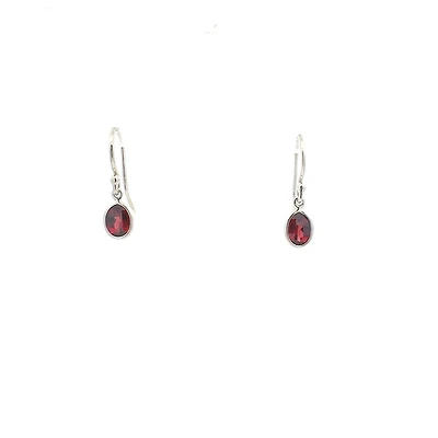 Silver Garnet Dangle Earrings