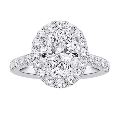 14K White Gold Lab Grown Oval Diamond Engagement Ring - / 4