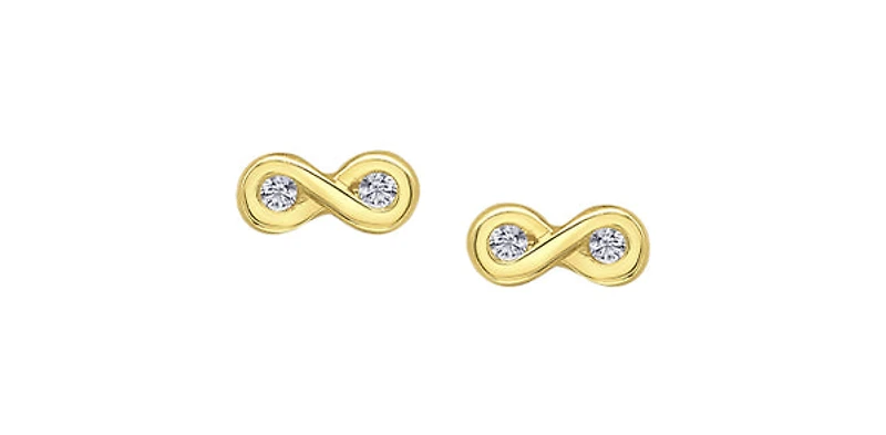 10K Yellow Gold Round Brilliant Cut Infinity Diamond Stud Earrings