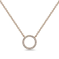 14K Rose Gold Diamond Pendant, 18"