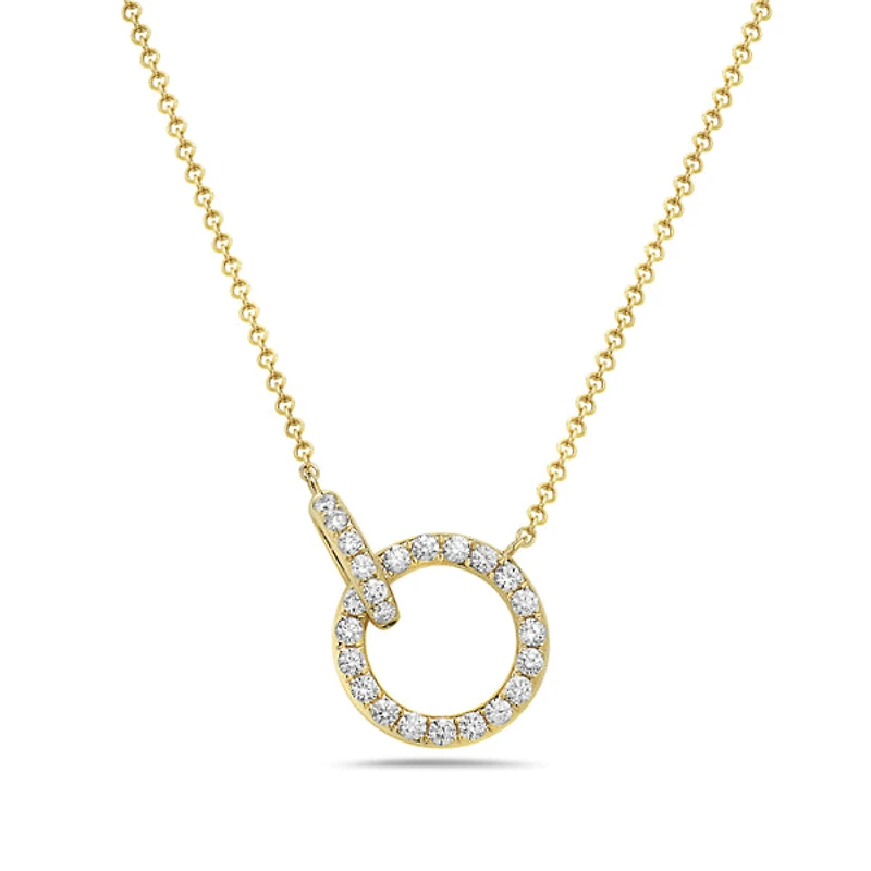 14K Gold Diamond Circle / Infinity / Eternity Pendant