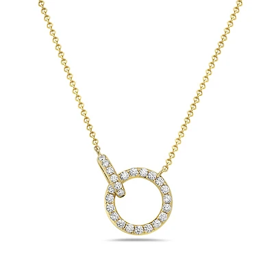 14K Gold Diamond Circle / Infinity / Eternity Pendant