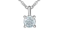 14K White Gold 0.70cttw Lab Grown Diamond Solitaire Necklace with Rolo Chain (Lobster Clasp) - Adjustable 16 - 18 Inches