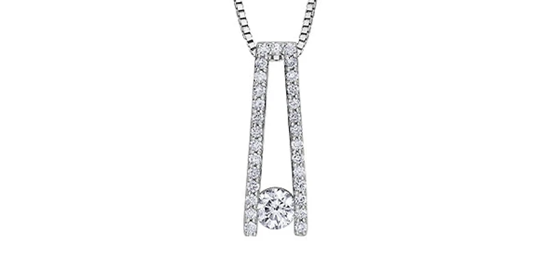 10K White Gold 0.30 cttw Canadian Diamond Pendant, 18"