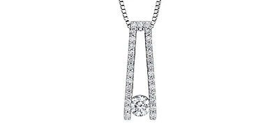 10K White Gold 0.30 cttw Canadian Diamond Pendant, 18"