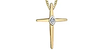 10K Yellow Gold 0.015cttw Diamond Cross Pendant