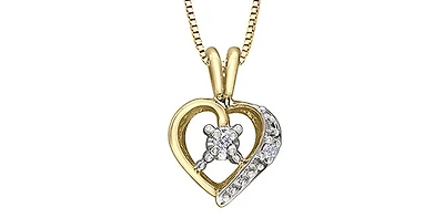 10K Yellow Gold Diamond Heart Necklace