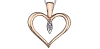 10K White and Rose Gold 0.008 cttw Diamond Heart Pendant, 18"