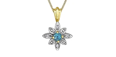 10K Yellow Gold Blue Topaz Necklace and Diamond Necklace