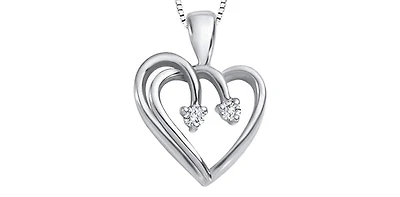10K White Gold 0.03 cttw Diamond Heart Pendant