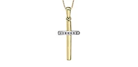 10K Yellow Gold 0.06 cttw  Diamond  Cross Pendant, 18"