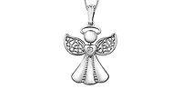 10K White Gold 0.015 cttw  Diamond  Angel Pendant, 18"