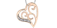 10K White and Rose Gold cttw Diamond Heart Pendant