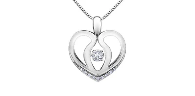 10K White Gold 0.20 cttw Diamond Heart Pulse Pendant