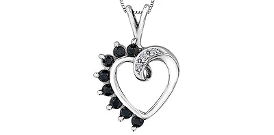 10K White Gold 0.03 cttw Diamond and Sapphire Heart Pendant, 18"