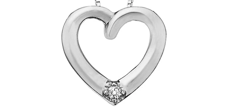 10K White Gold 0.02 cttw Diamond Heart Pendant