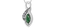 10K White Gold Diamond and Emerald Pendant, 18"