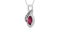 10K White Gold Diamond and Ruby Pendant, 18"