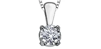 10K White Gold 0.03 cttw Diamond Illusion Set Solitaire Pendant, 18"