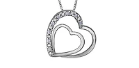10K White Gold 0.05cttw  Diamond  Heart Pendant, 18"