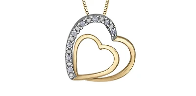 10K Yellow Gold 0.05cttw  Diamond  Heart Pendant, 18"