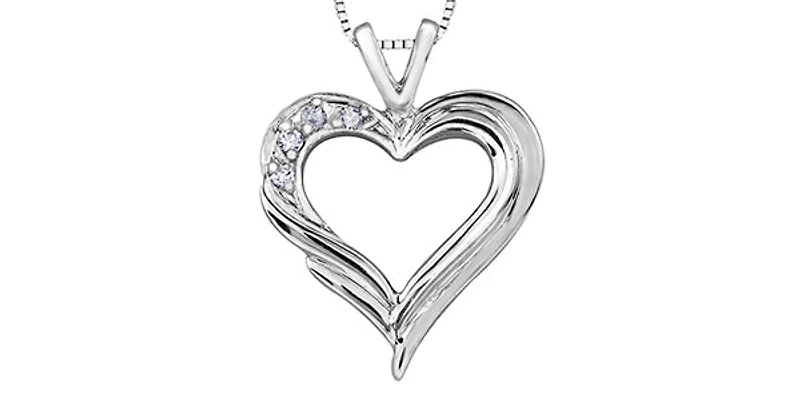 10K White Gold 0.04cttw Diamond Heart Pendant - 18"